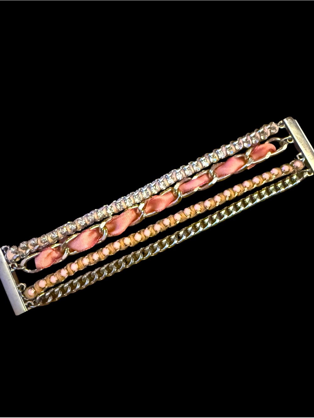 Multi chain woven magnetic bracelet
